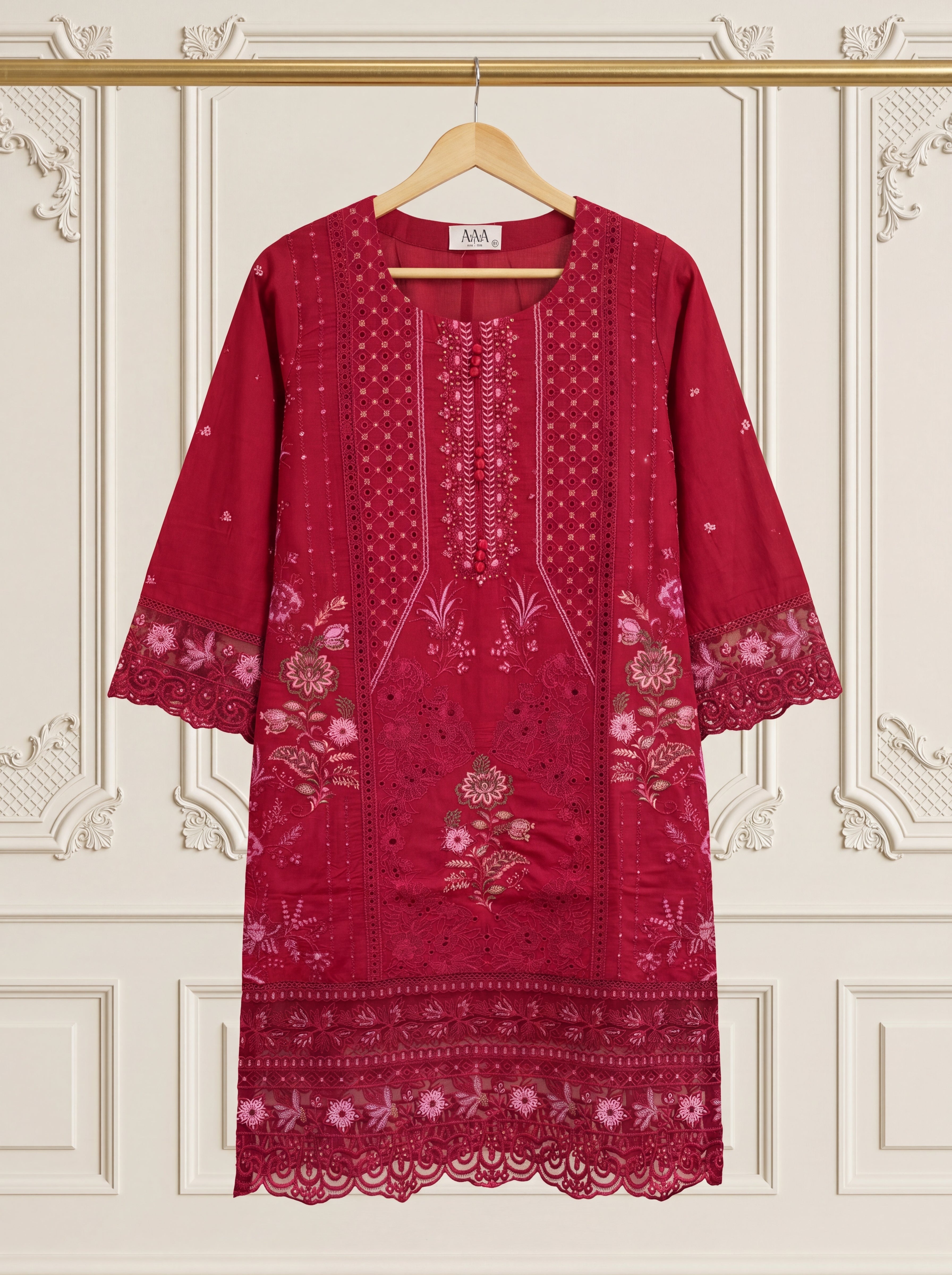 Rouge Mehr – Embroidered Luxury Lawn Suit with Farshi Shalwar by ANAWA