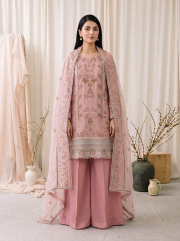 Nuray – Rosewood Embroidered 3-Piece Festive Chiffon Suit by ANAWA