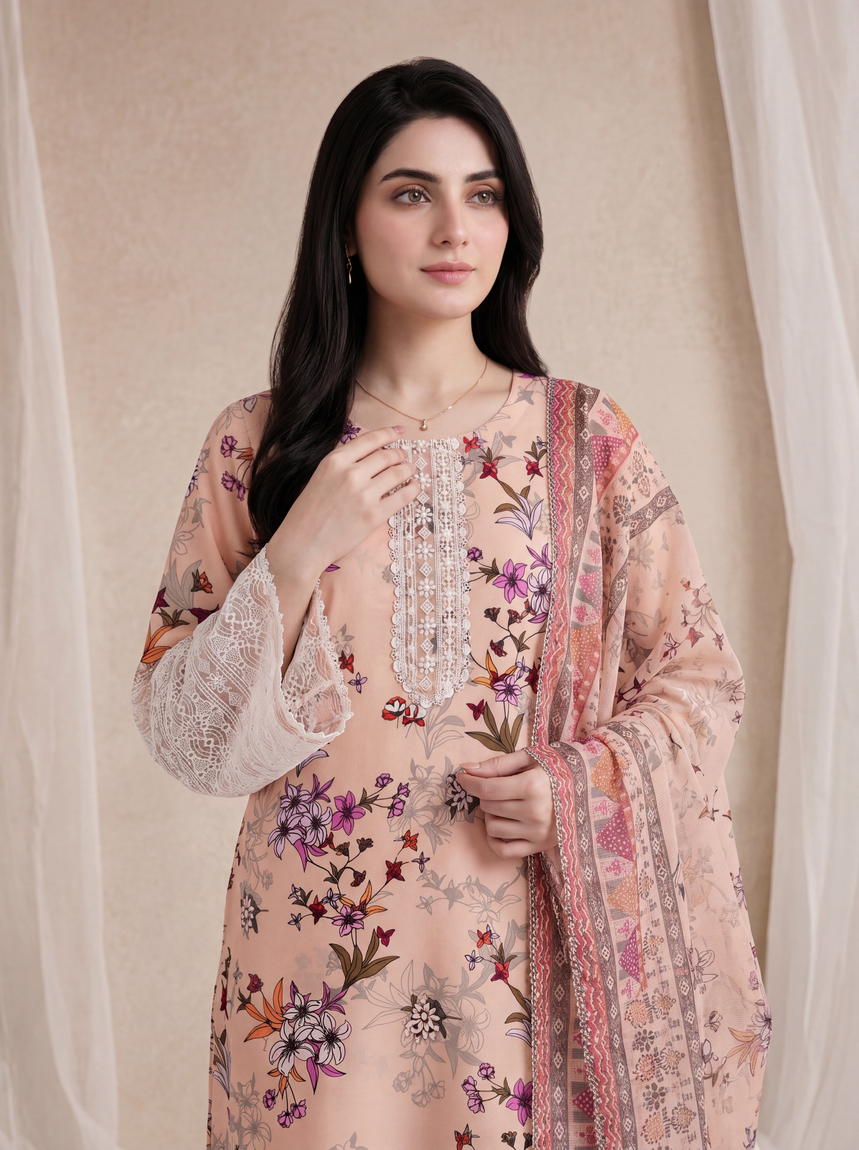 Blush – Printed Luxury Lawn 3 Piece Suit by ANAWA