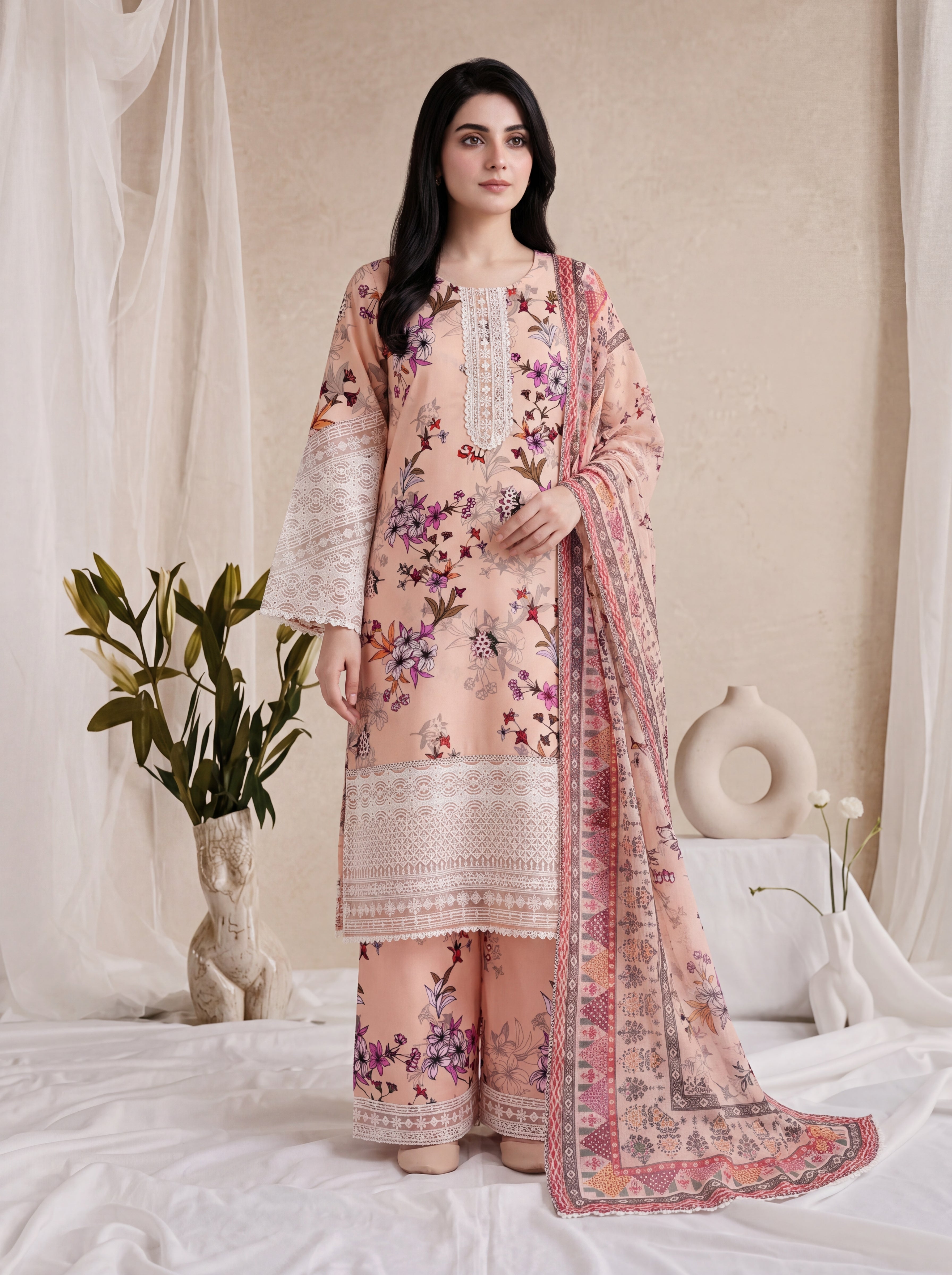 Blush – Printed Luxury Lawn 3 Piece Suit by ANAWA
