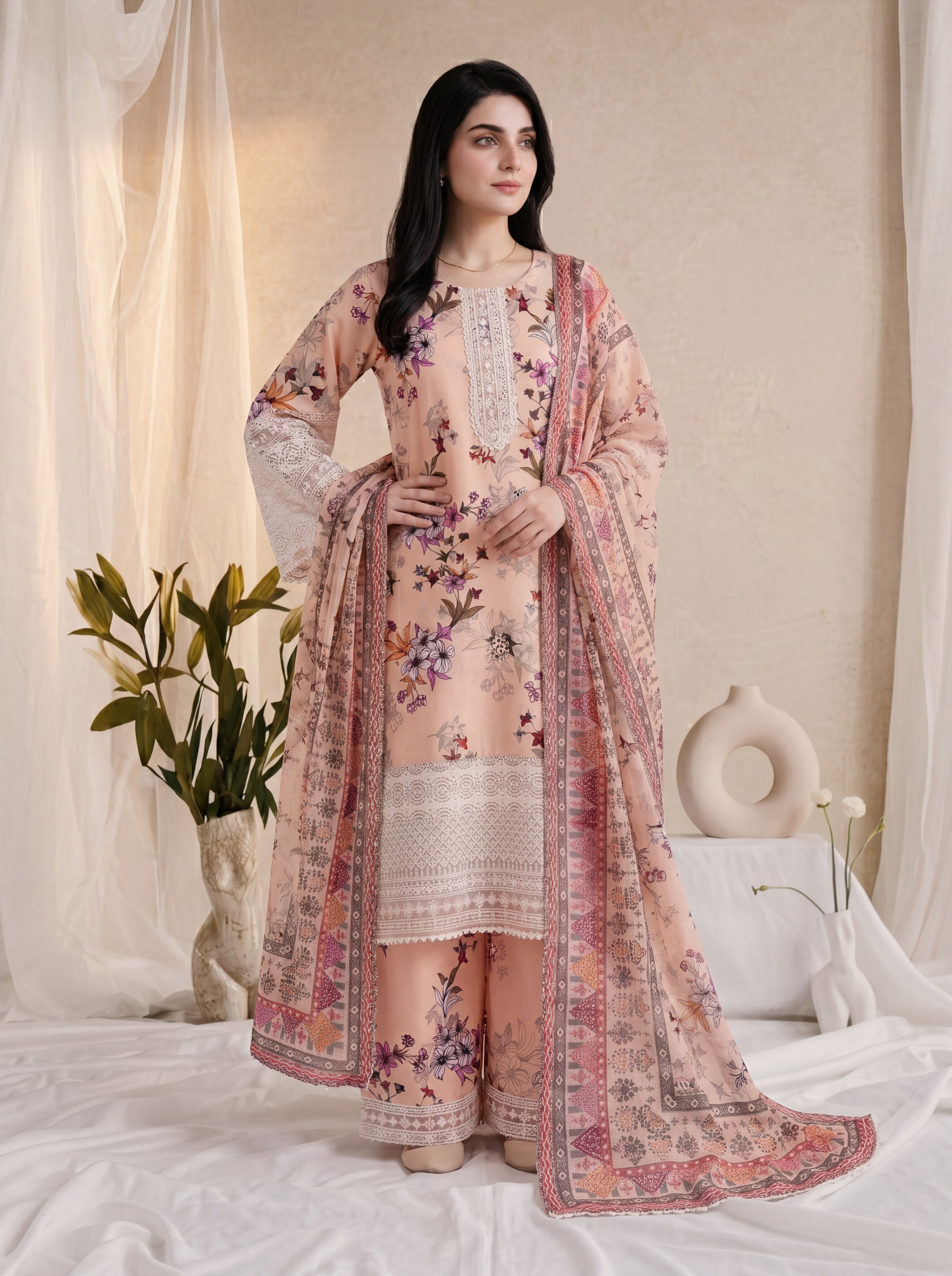 Blush – Printed Luxury Lawn 3 Piece Suit by ANAWA
