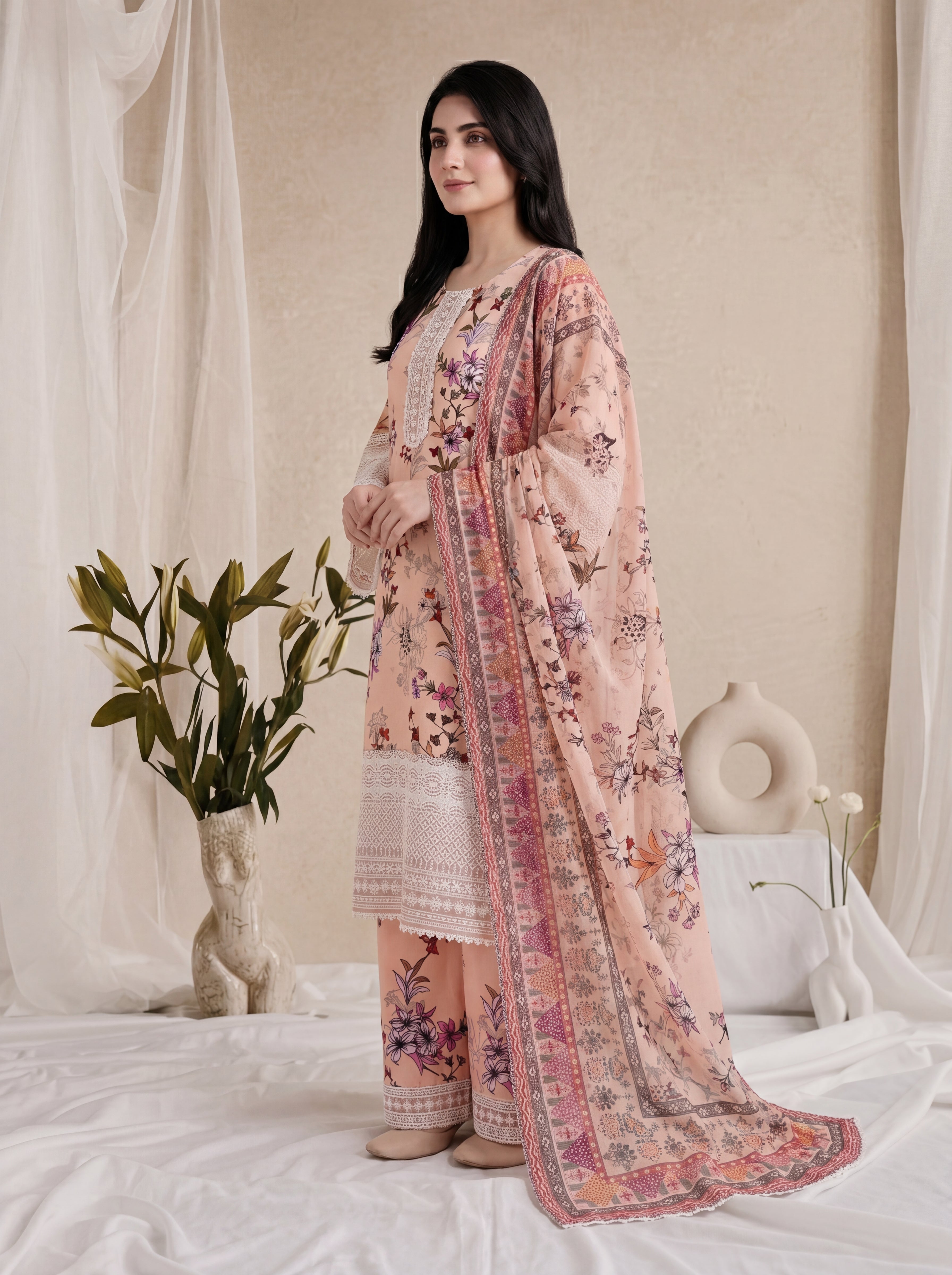 Blush – Printed Luxury Lawn 3 Piece Suit by ANAWA