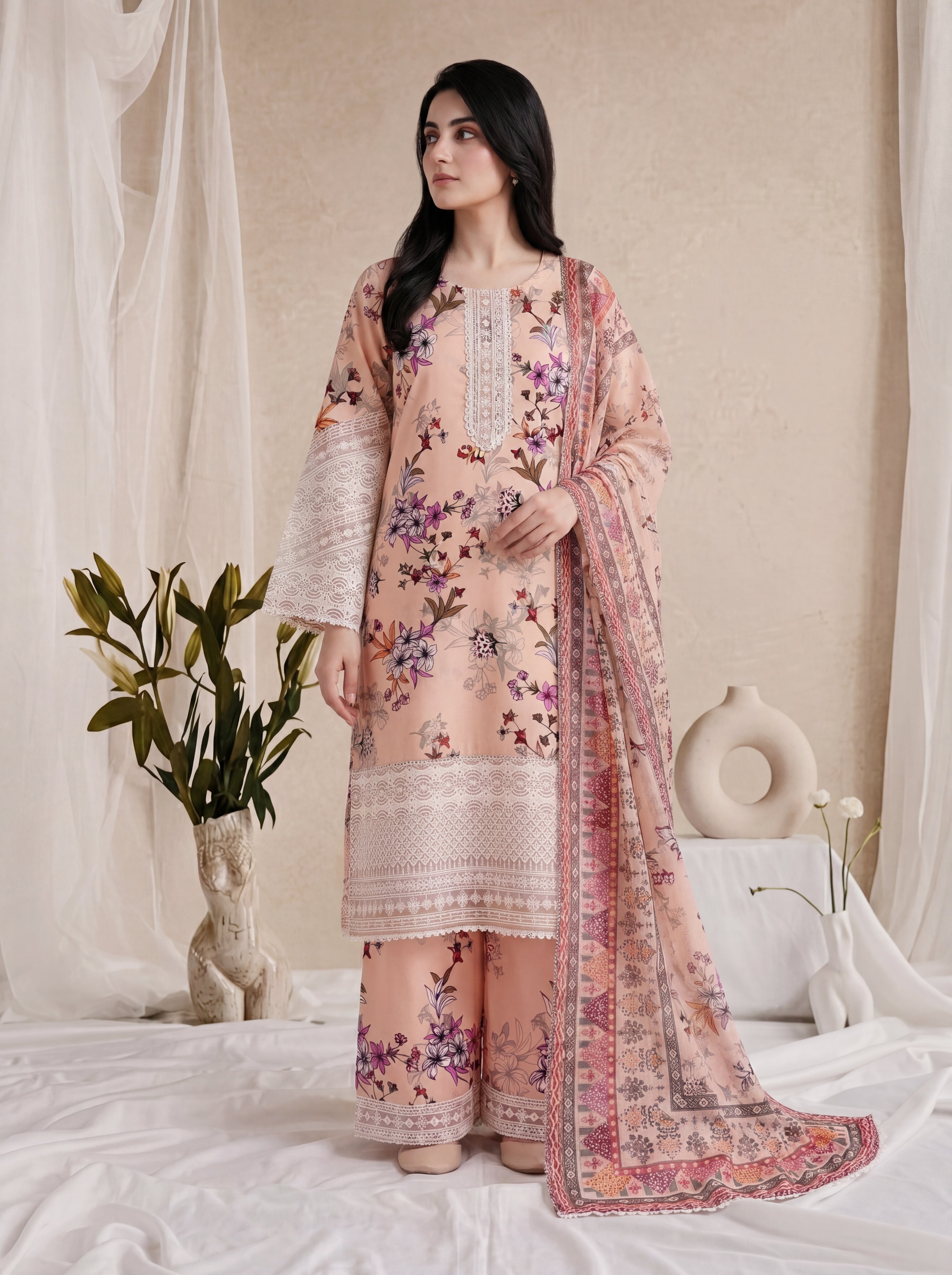 Blush – Printed Luxury Lawn 3 Piece Suit by ANAWA