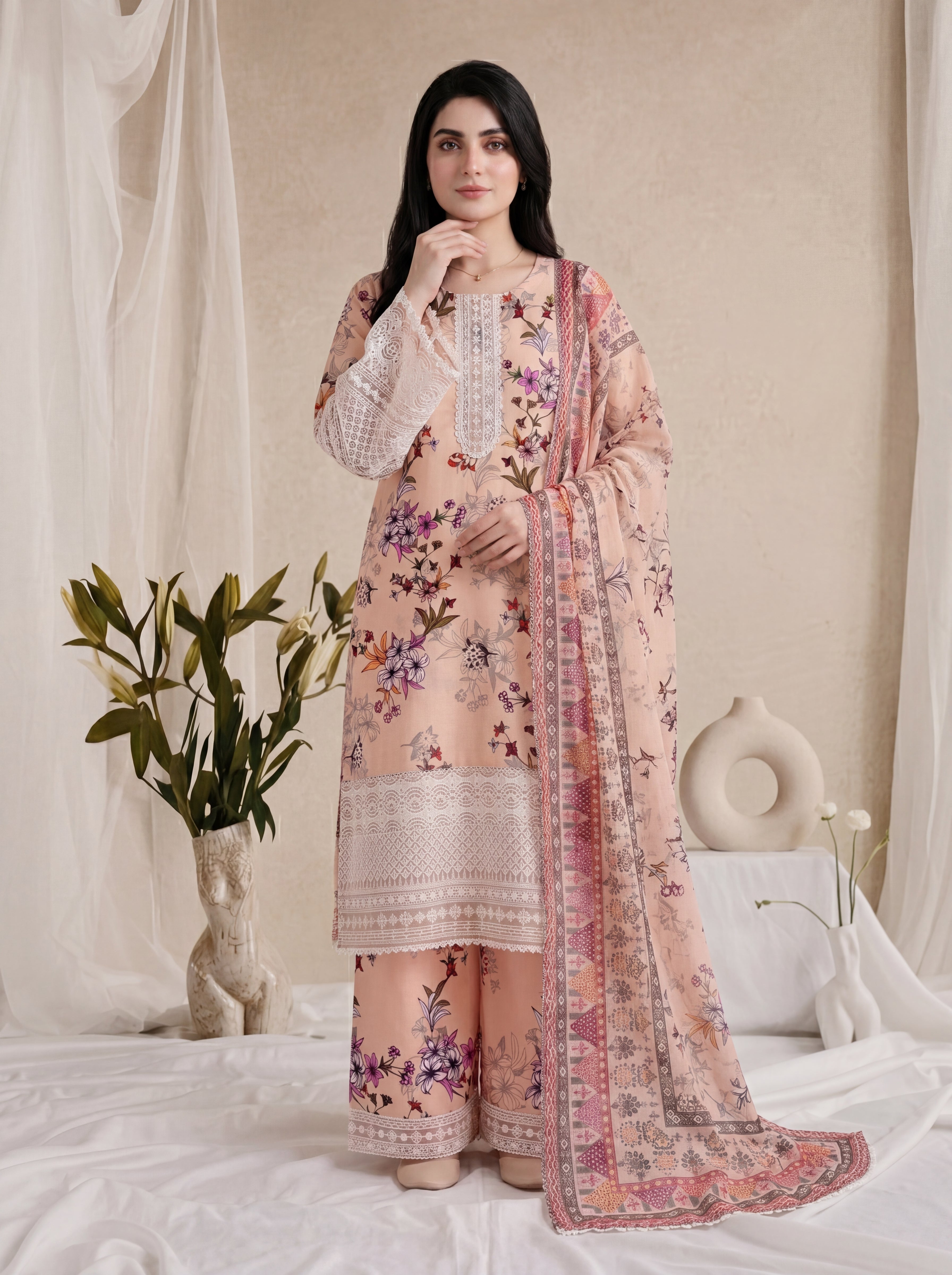Blush – Printed Luxury Lawn 3 Piece Suit by ANAWA